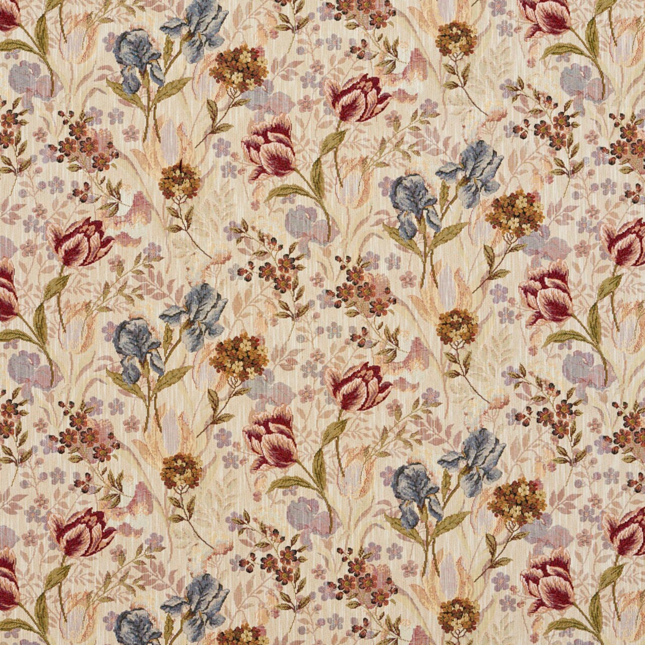 BOUQUET - Beige/Tan/Taupe, Brown, Coral/Orange/Persimmon, Blue, Gold/Yellow Floral Upholstery Fabric 54 Inches"
